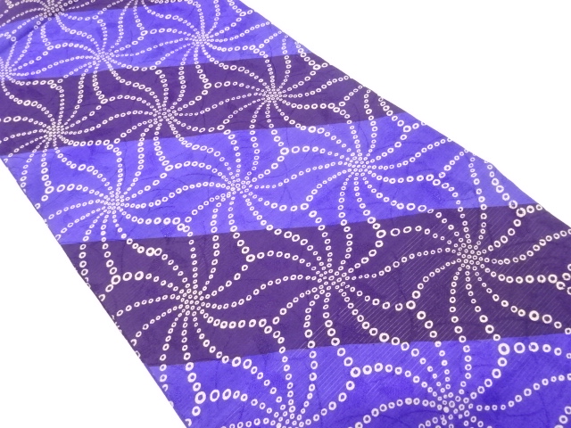 未使用品　絽　斜め縞に麻の葉模様織り出し　名古屋帯